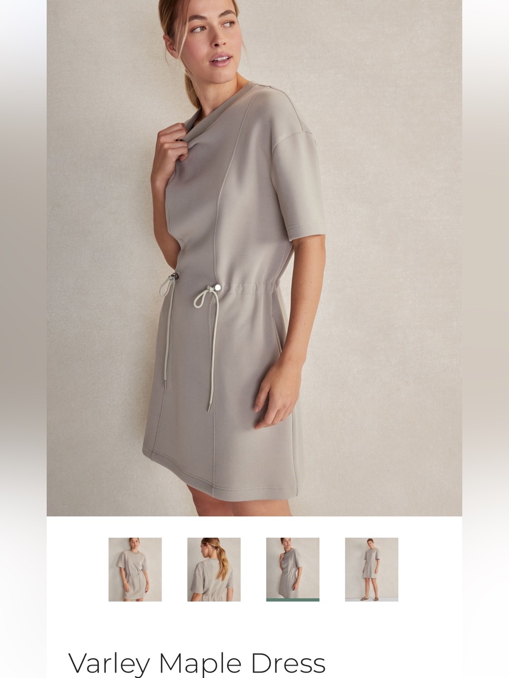 NWOT Varley Maple Dress in Ivory Marl Sz L